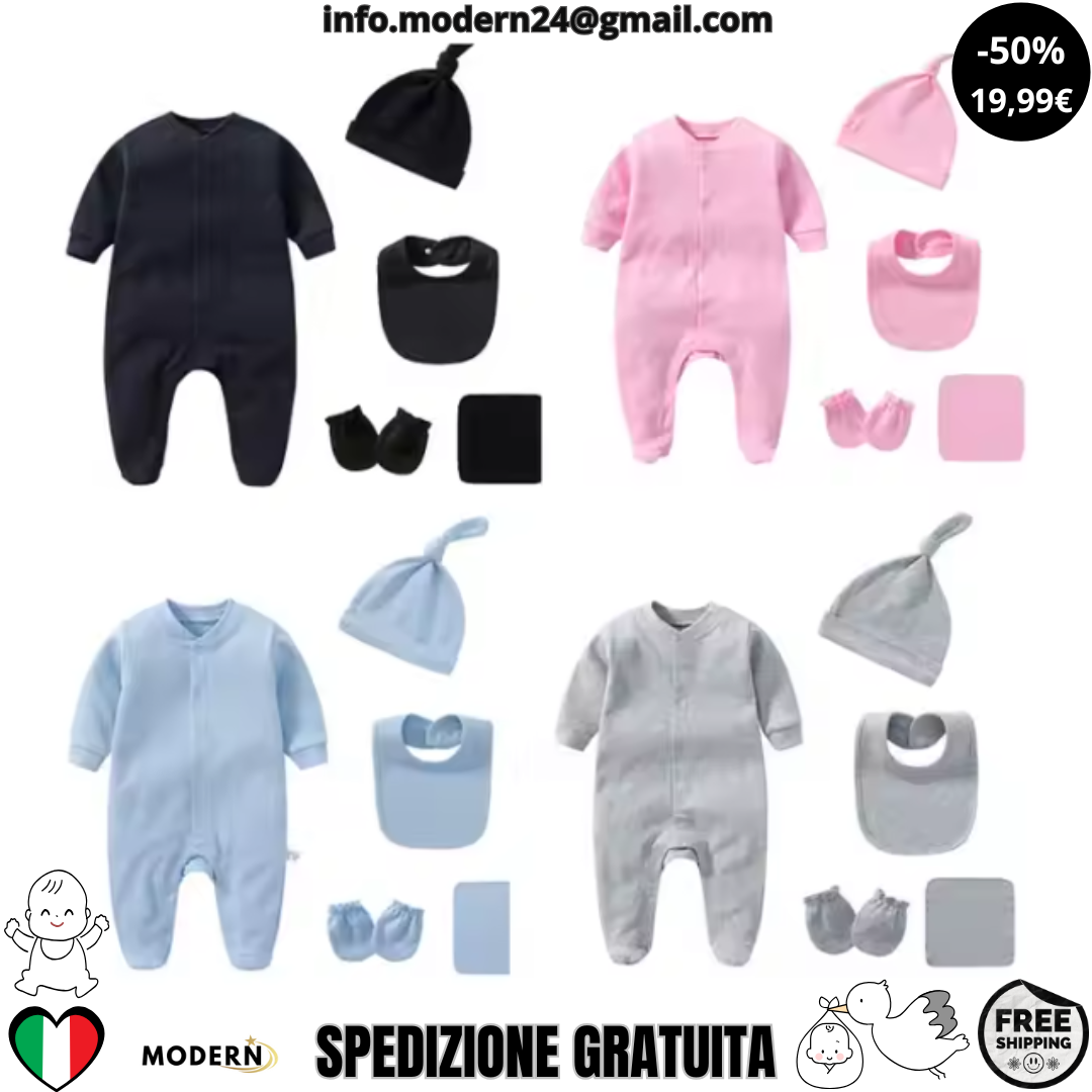 Set di 5 pezzi per neonati da 0 a 3 mesi