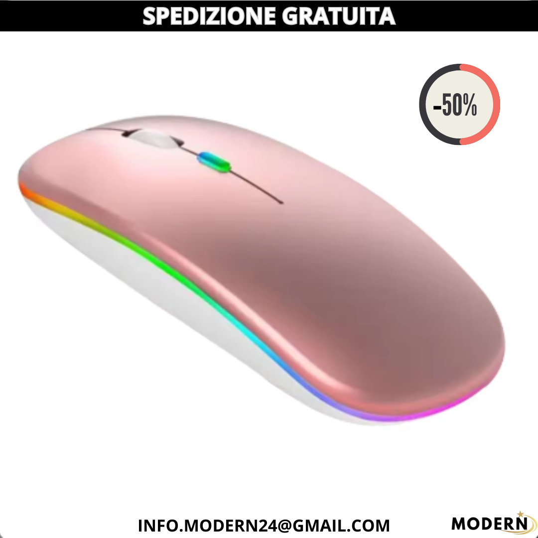 Mouse Silenzioso Wireless Ultrasottile Ricaricabile Colorato
