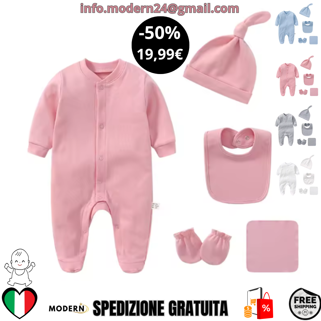 Set di 5 pezzi per neonati da 0 a 3 mesi