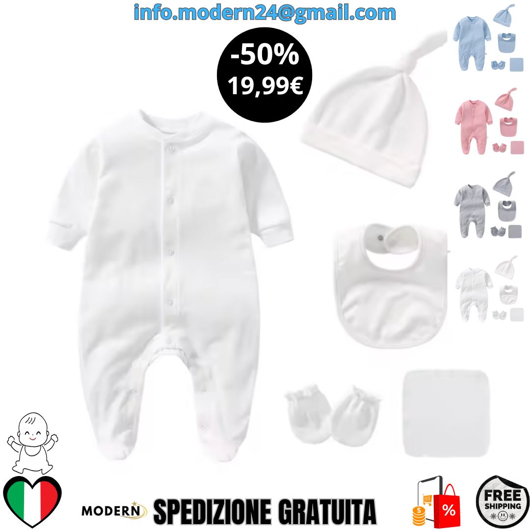 Set di 5 pezzi per neonati da 0 a 3 mesi