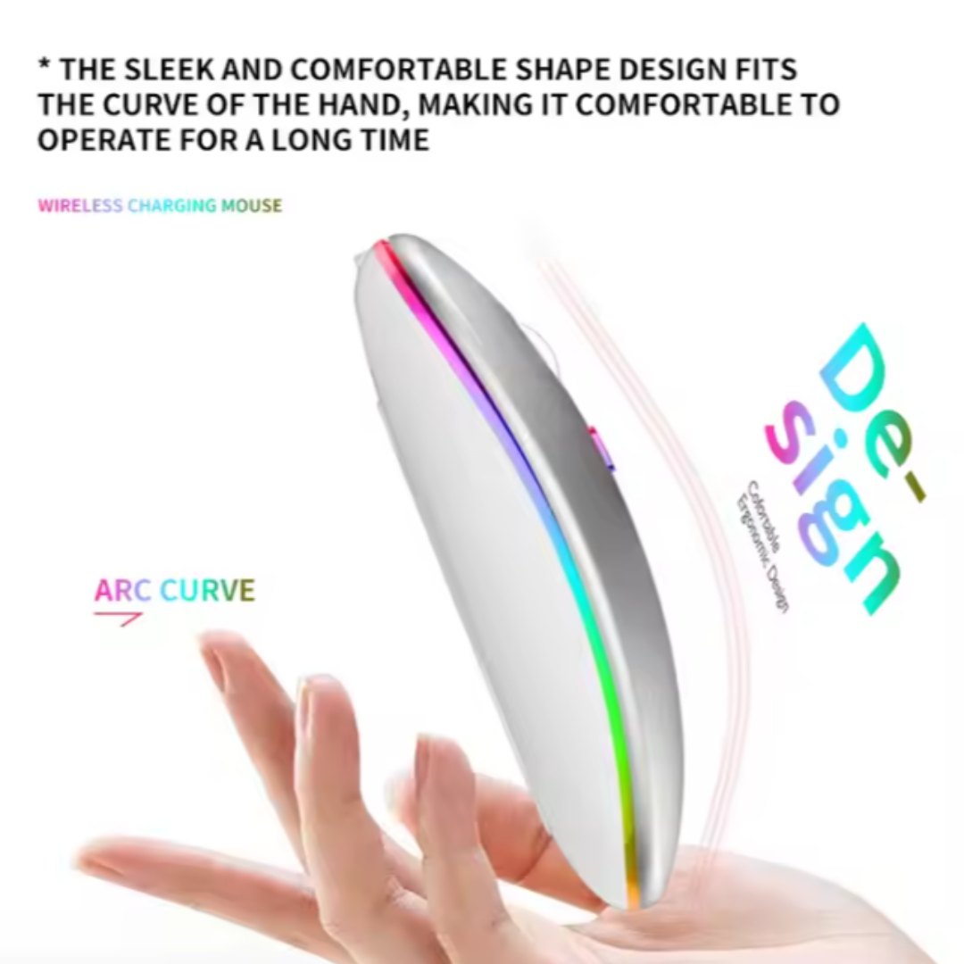 Mouse Silenzioso Wireless Ultrasottile Ricaricabile Colorato