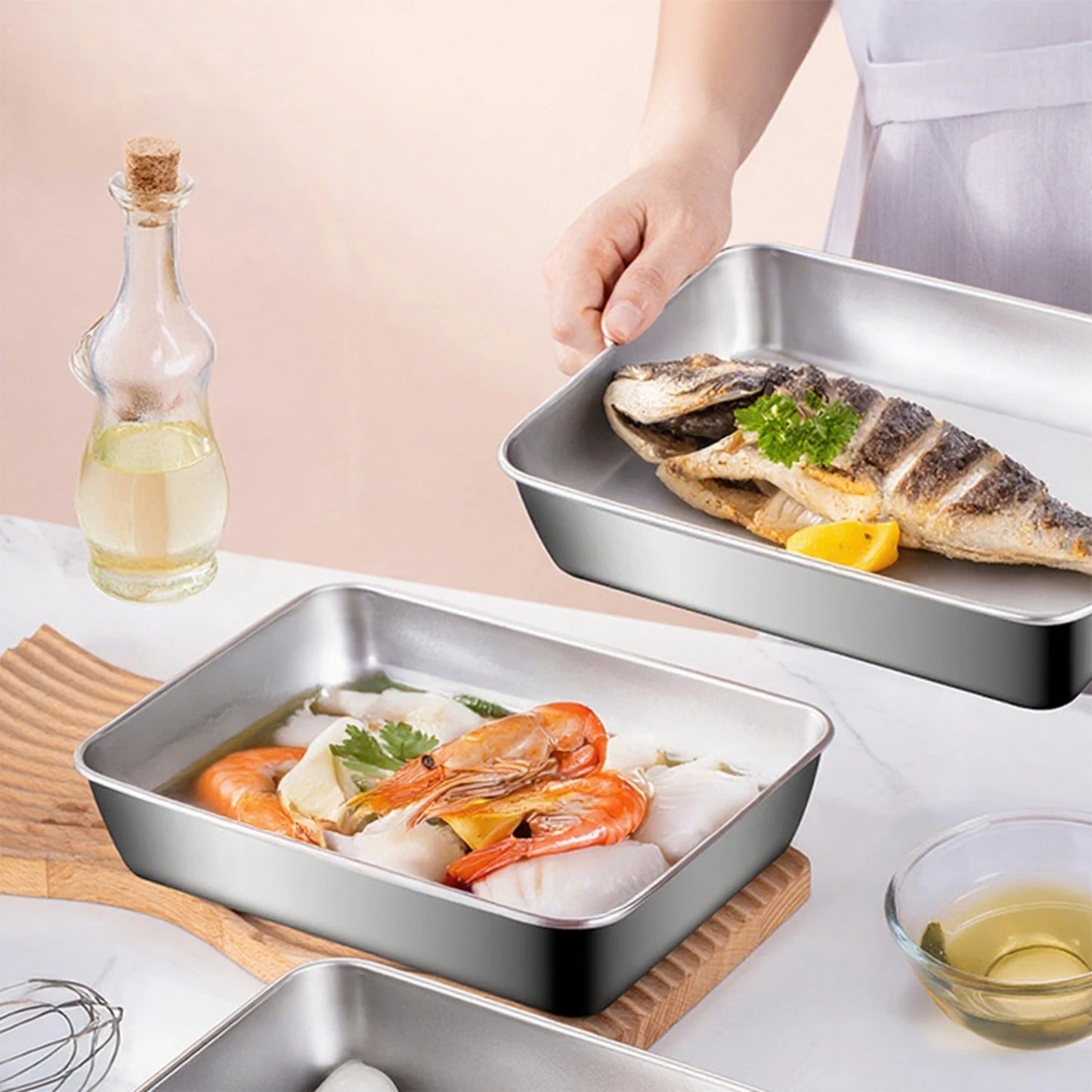 Contenitore per alimenti in acciaio inossidabile da 6 pezzi, di grande capacità, adatto per verdure, frutta, carne fresca e vari alimenti