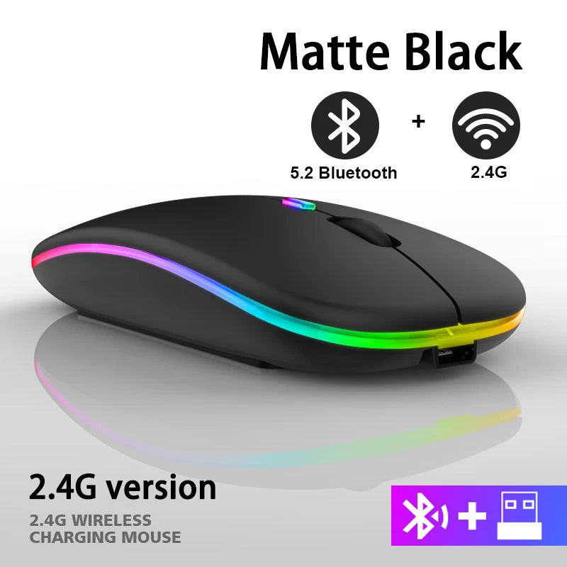 Mouse wireless Mouse Bluetooth ricaricabili RGB Computer wireless Mause Mouse da gioco ergonomico retroilluminato a LED per PC portatile 3600 DPI