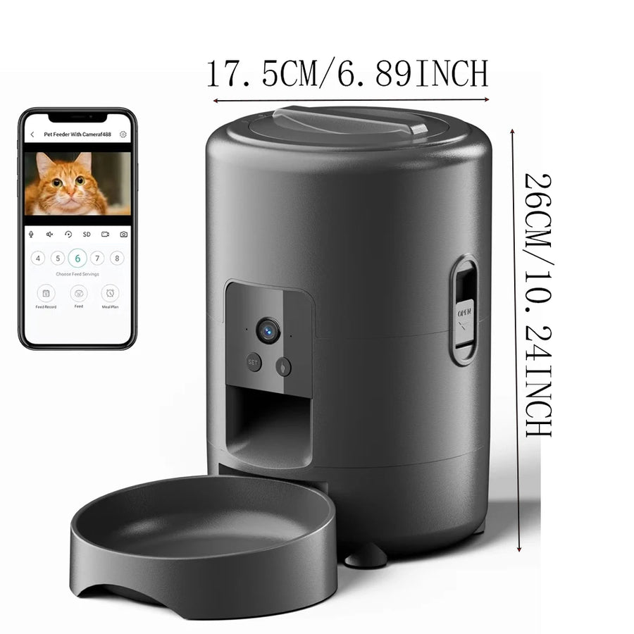 Modernly Smart Automatic Pet Feeder with Camera – 2L, App-Controlled