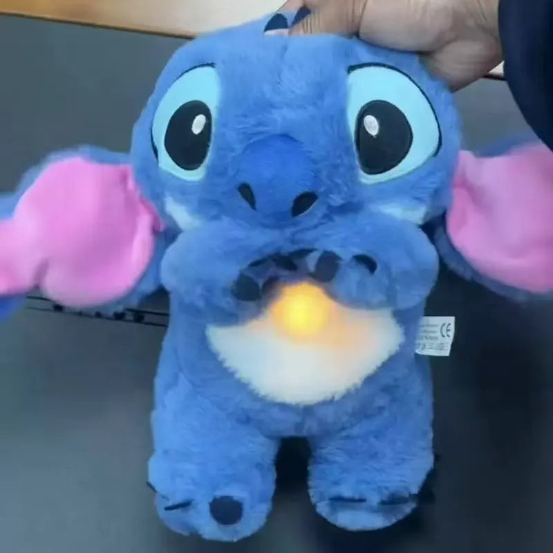 Peluche Disney Stitch Anime, Respirazione e incandescente con musica, Compagno per bambini Bambola lenitiva con suono e luce