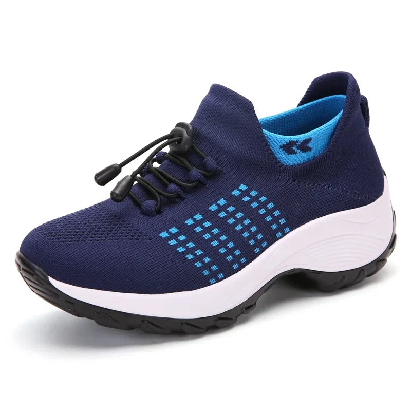 Scarpe da donna casual taglie forti 2025 scarpe sportive in maglia primavera autunno scarpe da viaggio con fondo spesso scarpe comode da mamma alla moda