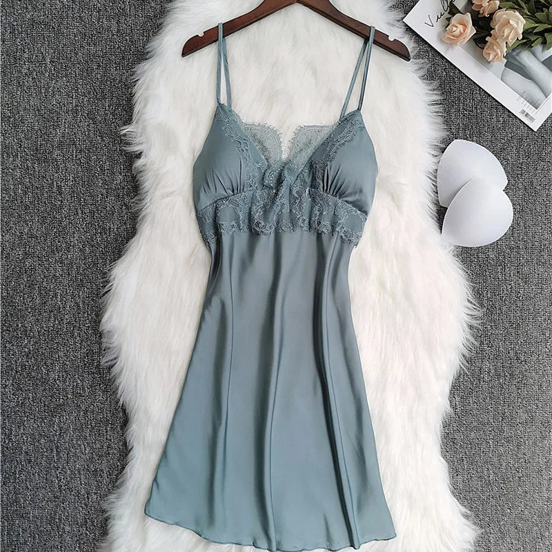 Bianco 5PCS Set da notte Pigiama Lady Pigiama in raso di pizzo Kimono Abito da bagno Indumenti da notte larghi Abbigliamento per la casa Scollo a V Indumenti da notte casual