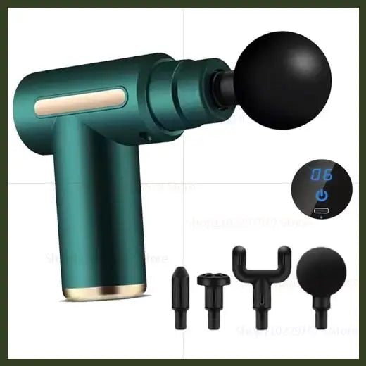 Professional Massage Gun - 6 Speeds, 4 Heads, Quiet Motor