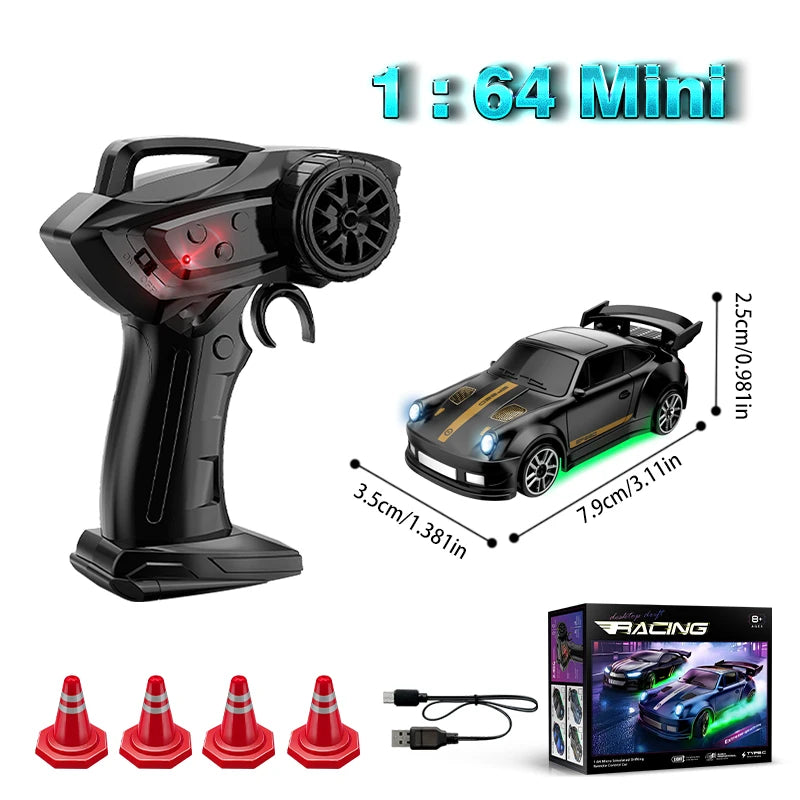 1:64 Desktop Drift Car a quattro ruote motrici Mini giocattolo da corsa a grandezza naturale con batteria ricaricabile, regalo di Natale per bambini