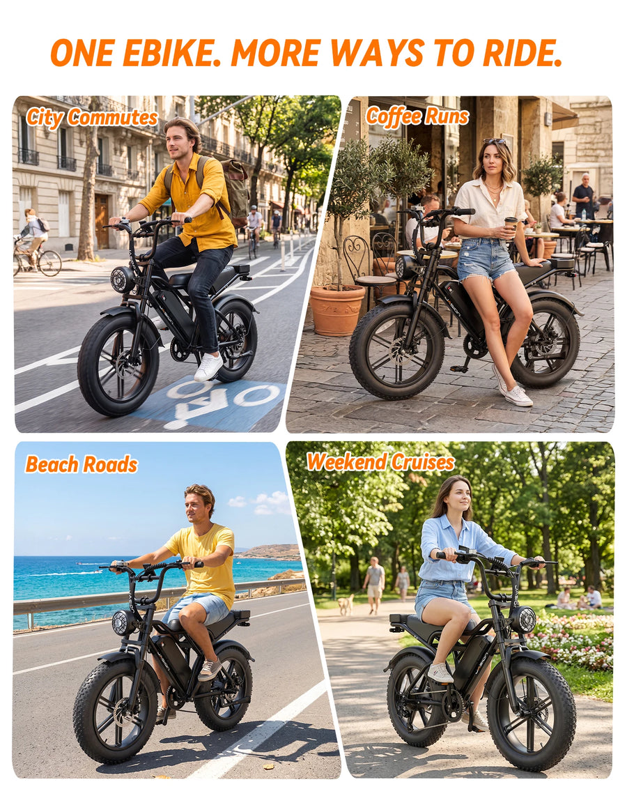 Jasion Electric Bike, Fat Tire 48V 15Ah Removable Battery, 5 Riding  Modes & 7-Speed Ebike, Full Suspension, IPX6, for Commuters, Beaches, Weekends — photo 4