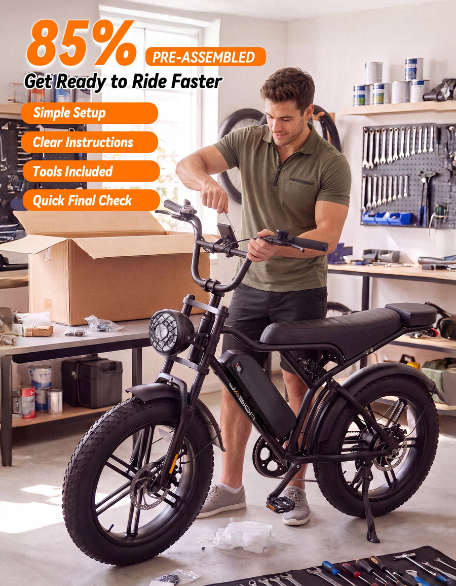 Jasion Electric Bike, Fat Tire 48V 15Ah Removable Battery, 5 Riding  Modes & 7-Speed Ebike, Full Suspension, IPX6, for Commuters, Beaches, Weekends — photo 3