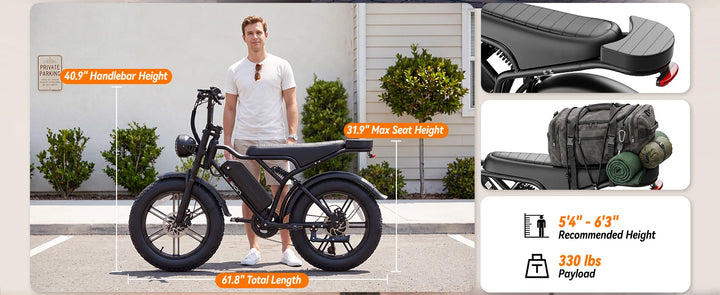 Jasion Fat-Tire Electric Bike – 48V 15Ah, 7-Speed, Full Suspension