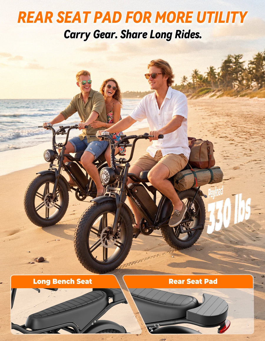 Jasion Electric Bike, Fat Tire 48V 15Ah Removable Battery, 5 Riding  Modes & 7-Speed Ebike, Full Suspension, IPX6, for Commuters, Beaches, Weekends — photo 2