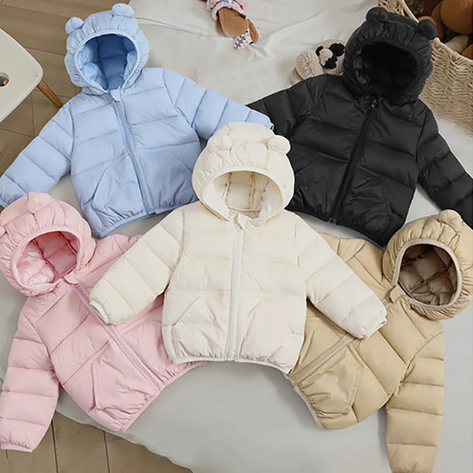Piumino con cappuccio per il tempo libero per bambini per ragazze Parka 2025 Autunno Inverno Nuovi neonati maschi Cappotti caldi Cerniera Capispalla Abbigliamento per bambini