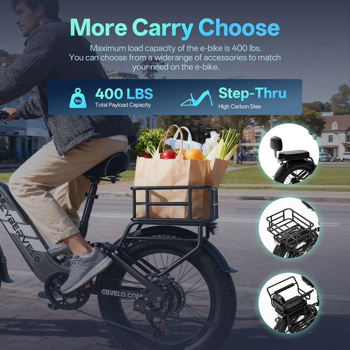 Cybervelo EK8 / EK12 Step-Through Electric Bike – 48V 20Ah