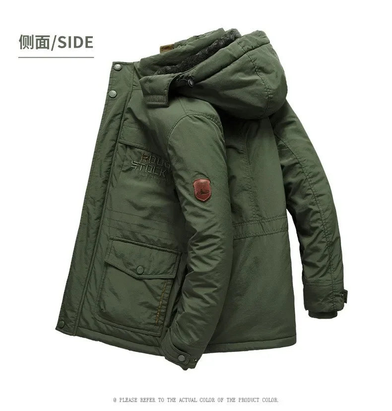 Nuovi uomini invernali Parka con cappuccio Piumini lunghi casual in pile Giacche calde per utensili Cappotti invernali maschili all'aperto di buona qualità Taglia 5