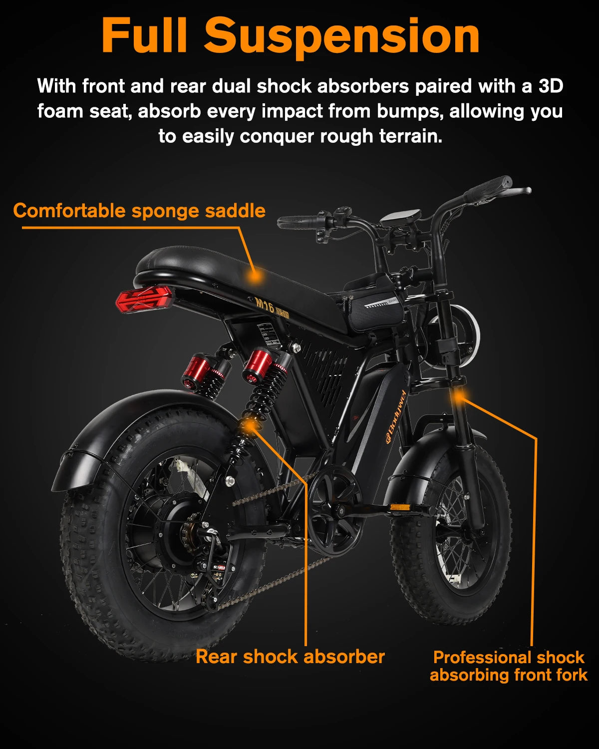 Bodywel M16 Pro Fat-Tire Electric Bike – 48V 15.6Ah Battery