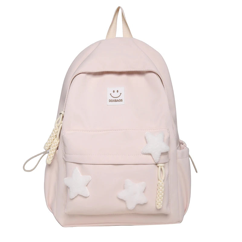 Zaino Carino per Ragazze Zaino Scolastico alla Moda Decorato con Stelle e Charm di Peluche Ideale per l'Uso Quotidiano e la Scuola Stile Carino e alla Moda Perfetto per Adolescenti!