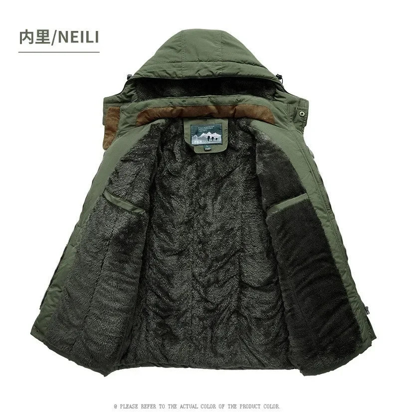 Nuovi uomini invernali Parka con cappuccio Piumini lunghi casual in pile Giacche calde per utensili Cappotti invernali maschili all'aperto di buona qualità Taglia 5
