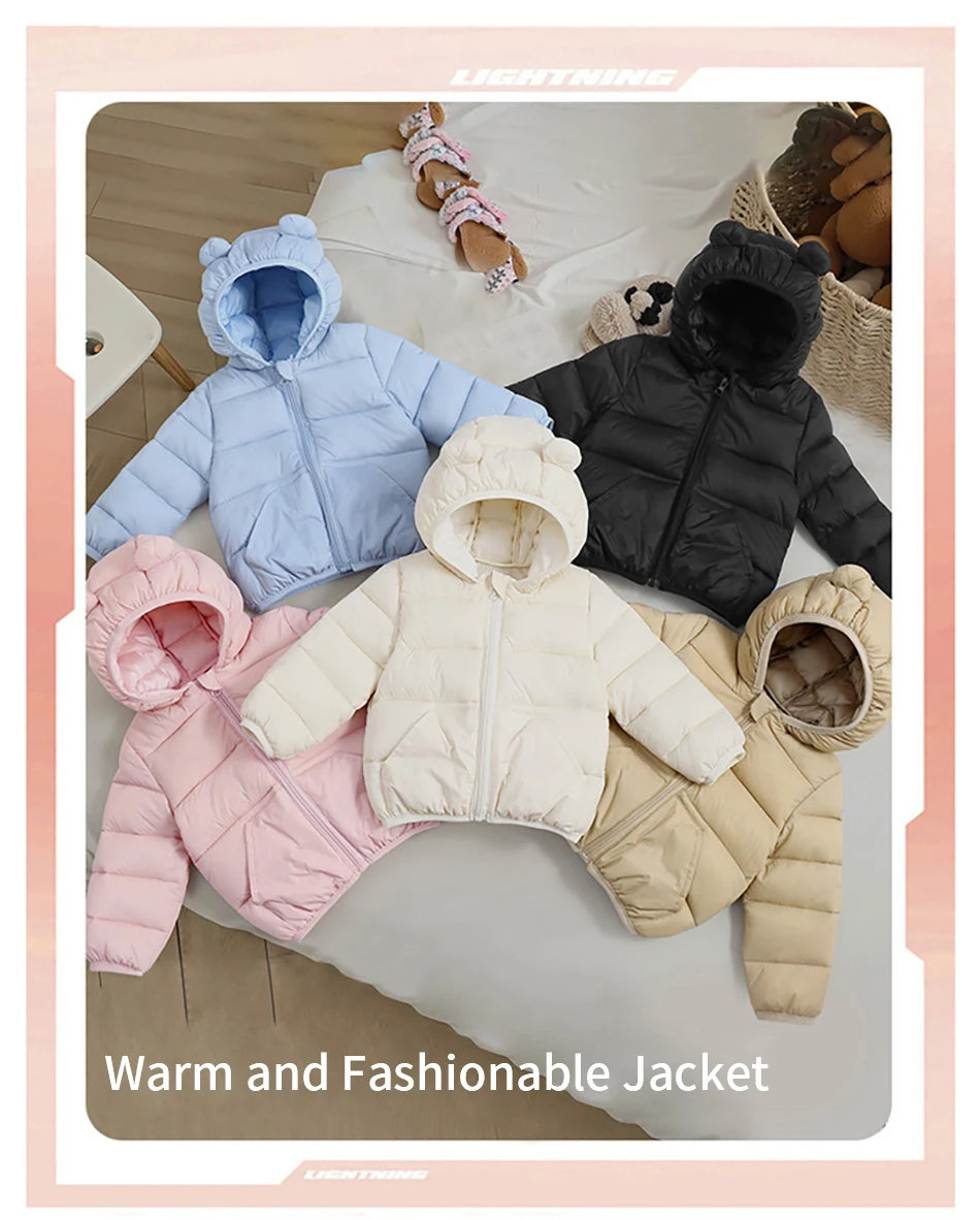 Piumino con cappuccio per il tempo libero per bambini per ragazze Parka 2025 Autunno Inverno Nuovi neonati maschi Cappotti caldi Cerniera Capispalla Abbigliamento per bambini