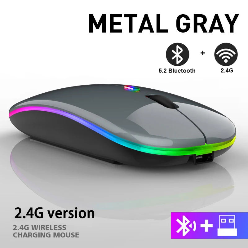 Mouse wireless Mouse Bluetooth ricaricabili RGB Computer wireless Mause Mouse da gioco ergonomico retroilluminato a LED per PC portatile 3600 DPI