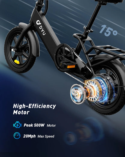 DYU C3 Mini Folding Electric Bike – 14-Inch, 36V Battery