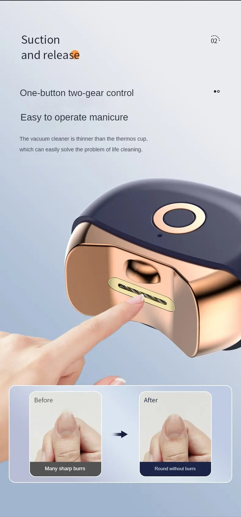 2-in-1 Electric Nail File and Nail Grinder, Automatic Nail Clipper for Adults and Kids with Safe Anti-Pinch Design