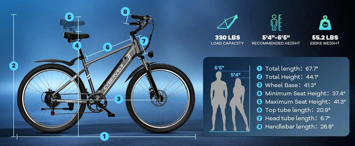 Cybervelo EK3 26-Inch Electric Bike – 48V 14Ah Battery