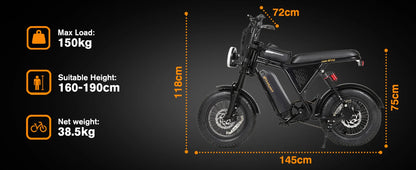 Bodywel M16 Pro Fat-Tire Electric Bike – 48V 15.6Ah Battery