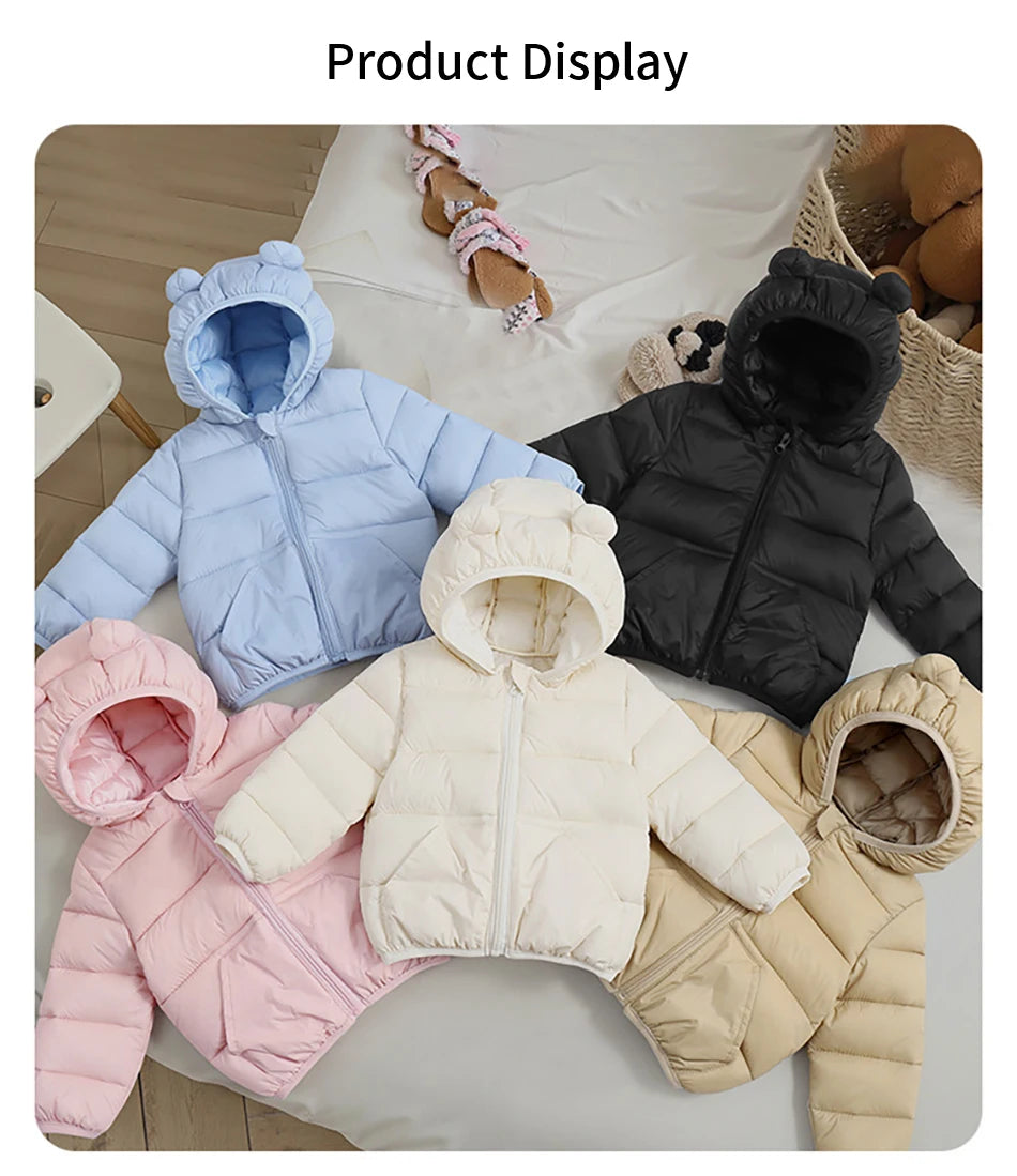 Piumino con cappuccio per il tempo libero per bambini per ragazze Parka 2025 Autunno Inverno Nuovi neonati maschi Cappotti caldi Cerniera Capispalla Abbigliamento per bambini