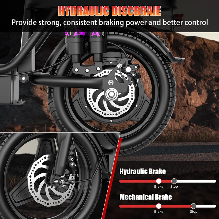 UPlee GQ8 Folding Fat-Tire Electric Bike – 14-Inch Wheels