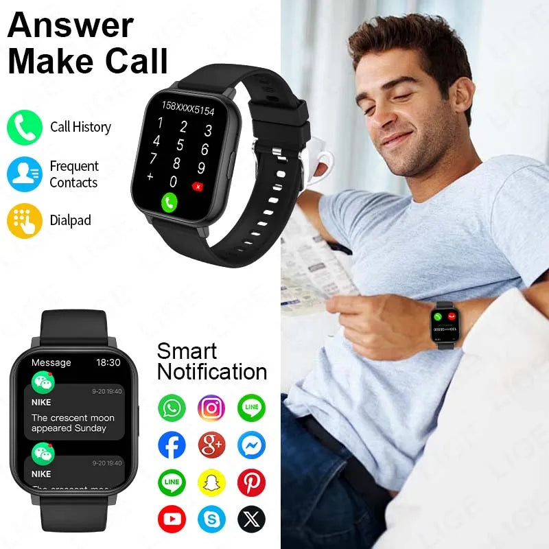 LIGE 2026 Smartwatch – Bluetooth Calling and Fitness Tracker for Everyone
