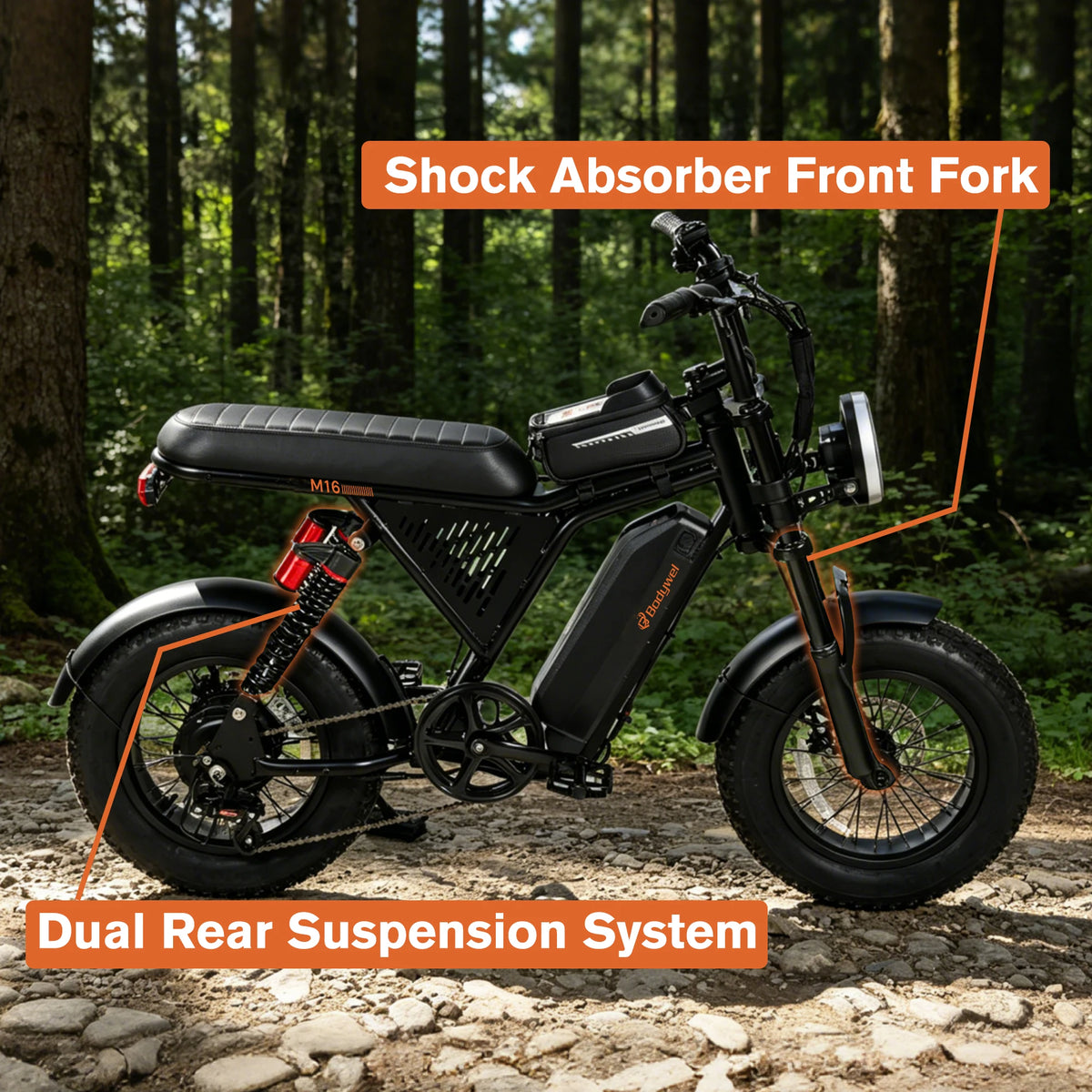 Bodywel M16 Fat-Tire Electric Bike – 16 × 4.0-Inch Tires