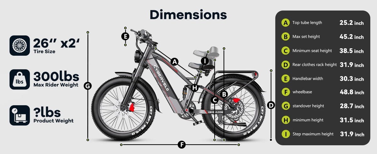Cybervelo EK9 All-Terrain Fat-Tire Electric Bike – 26-Inch
