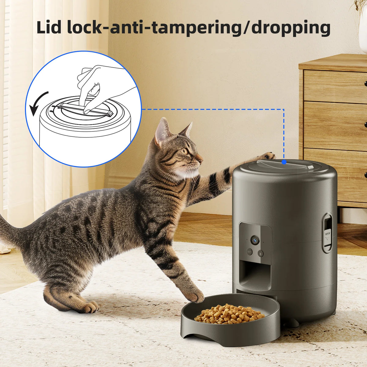 Modernly Smart Automatic Pet Feeder with Camera – 2L, App-Controlled
