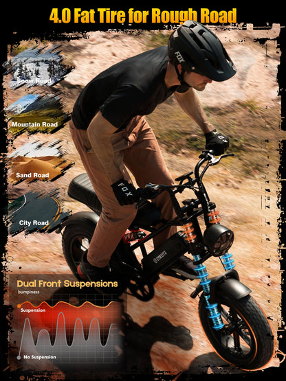 Eskute V100 Fat-Tire Electric Bike – 48V 13Ah, 16-Inch Tires