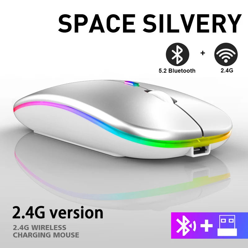 Mouse wireless Mouse Bluetooth ricaricabili RGB Computer wireless Mause Mouse da gioco ergonomico retroilluminato a LED per PC portatile 3600 DPI