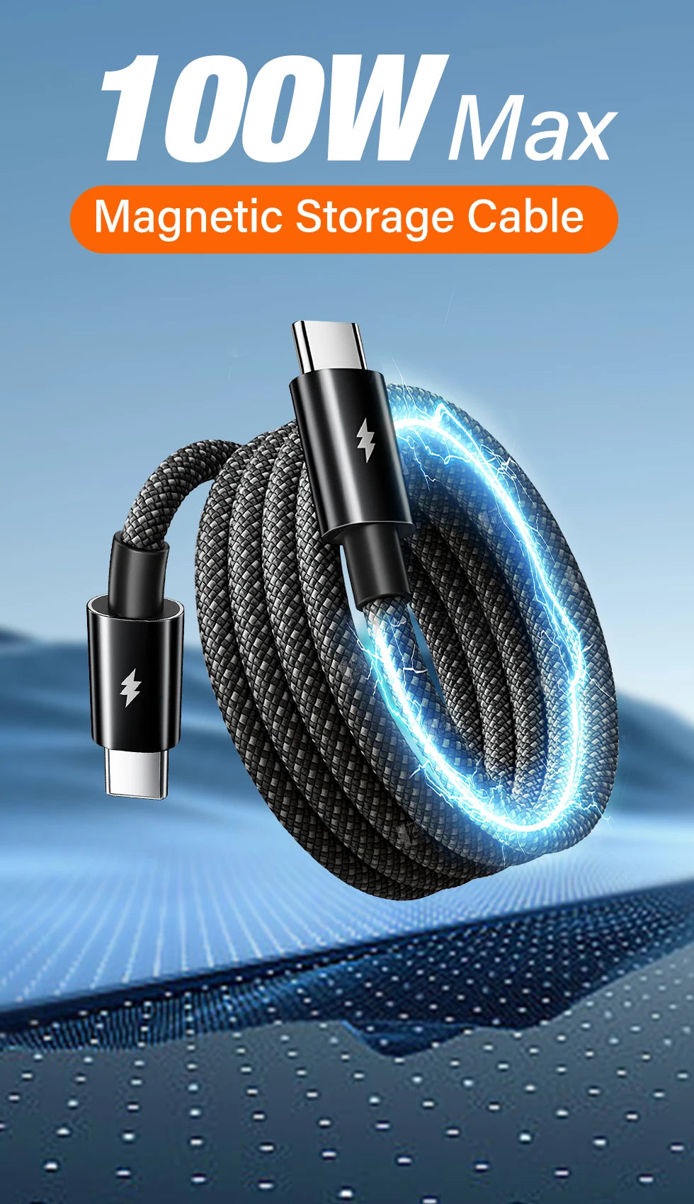 100W Magnetic Data Cable | Fast Charging for iPhone 15/16, Samsung, and PC