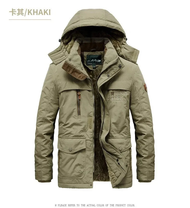 Nuovi uomini invernali Parka con cappuccio Piumini lunghi casual in pile Giacche calde per utensili Cappotti invernali maschili all'aperto di buona qualità Taglia 5