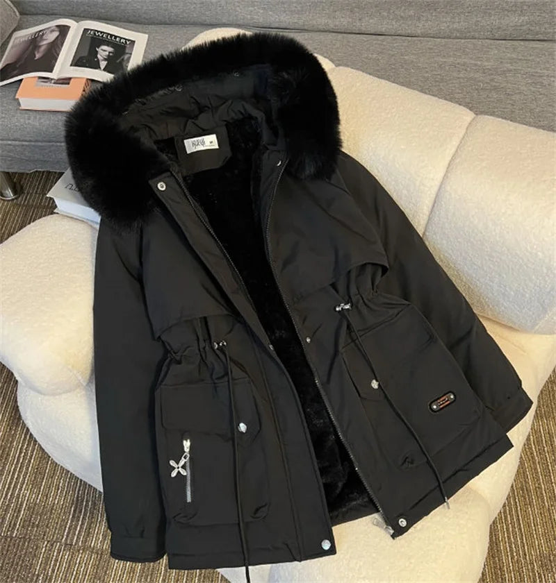 Giacca Donna 2025 Nuova moda coreana Allentato con cappuccio Spessore caldo Casual Cappotto imbottito in cotone Cappotto femminile Casual Top