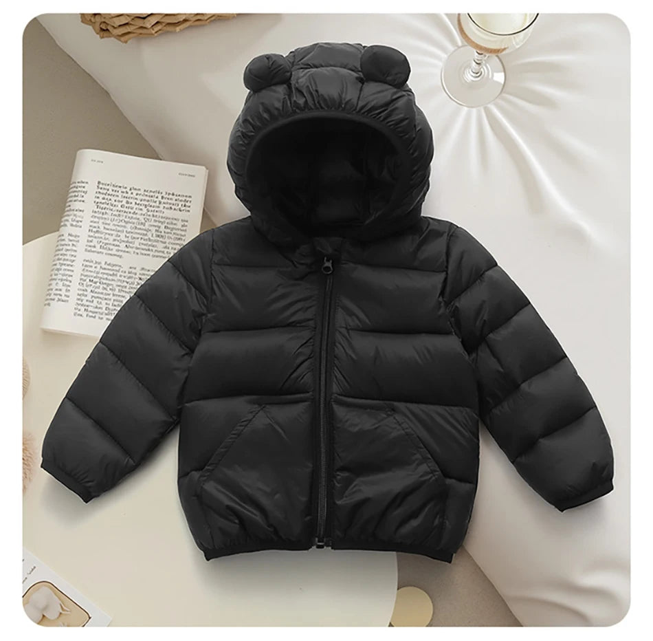 Piumino con cappuccio per il tempo libero per bambini per ragazze Parka 2025 Autunno Inverno Nuovi neonati maschi Cappotti caldi Cerniera Capispalla Abbigliamento per bambini