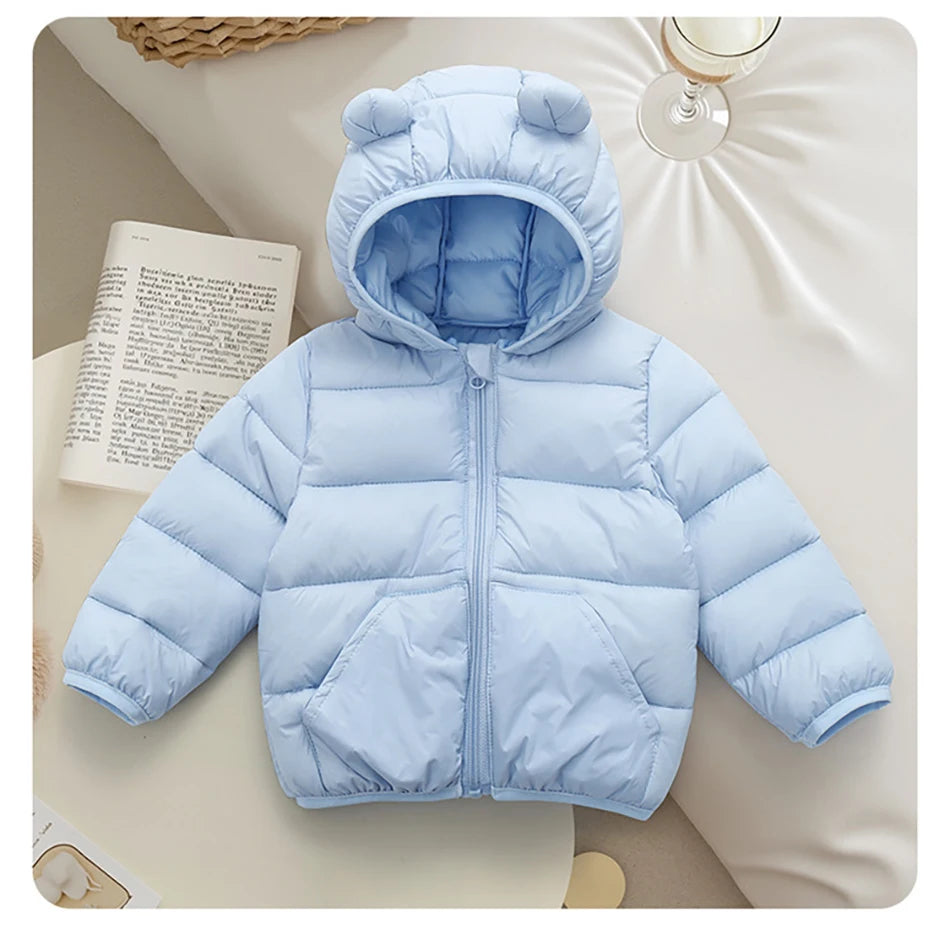Piumino con cappuccio per il tempo libero per bambini per ragazze Parka 2025 Autunno Inverno Nuovi neonati maschi Cappotti caldi Cerniera Capispalla Abbigliamento per bambini