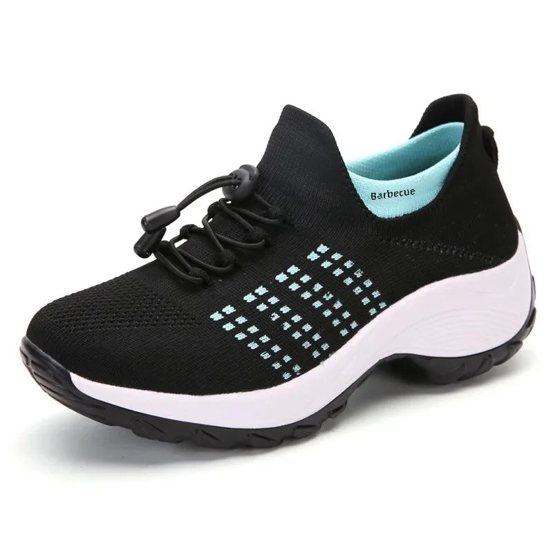Scarpe da donna casual taglie forti 2025 scarpe sportive in maglia primavera autunno scarpe da viaggio con fondo spesso scarpe comode da mamma alla moda