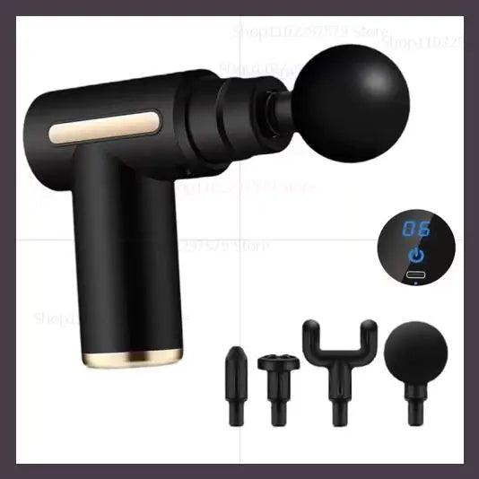 Professional Massage Gun - 6 Speeds, 4 Heads, Quiet Motor