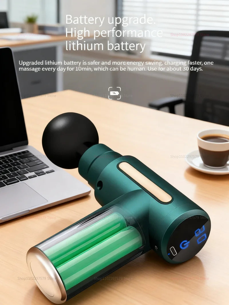 Professional Massage Gun - 6 Speeds, 4 Heads, Quiet Motor