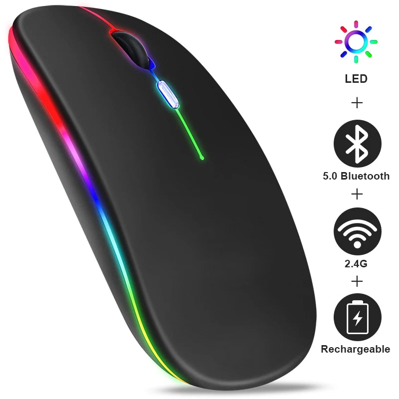 Mouse wireless Mouse Bluetooth ricaricabili RGB Computer wireless Mause Mouse da gioco ergonomico retroilluminato a LED per PC portatile 3600 DPI
