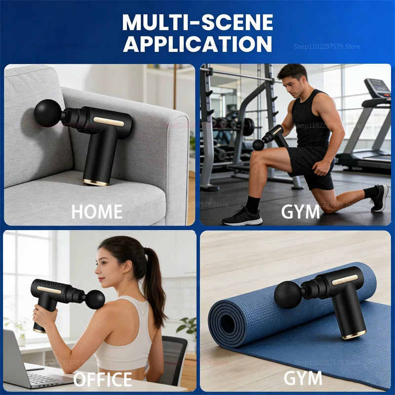 Professional Massage Gun - 6 Speeds, 4 Heads, Quiet Motor