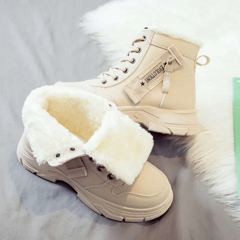 Stivali 2025 invernali da donna per stagione primavera/autunno, Nuove scarpe casual alte Sneakers calde Piattaforma Stivaletti comodi Scarpe da donna