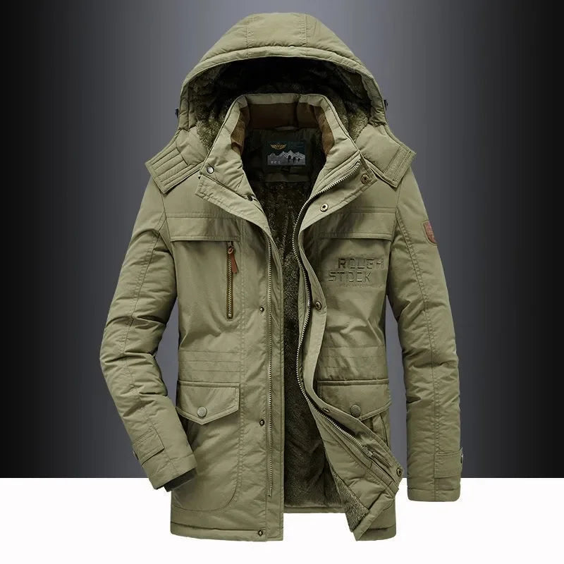 Nuovi uomini invernali Parka con cappuccio Piumini lunghi casual in pile Giacche calde per utensili Cappotti invernali maschili all'aperto di buona qualità Taglia 5