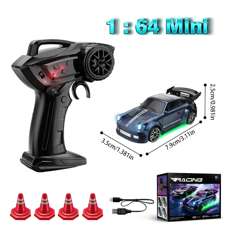 1:64 Desktop Drift Car a quattro ruote motrici Mini giocattolo da corsa a grandezza naturale con batteria ricaricabile, regalo di Natale per bambini